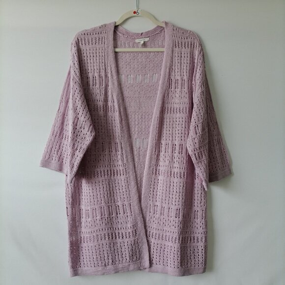 Maurices Womens Pink Open Front Crochet Open Knit Cardigan Sweater Size Medium - Picture 1 of 7